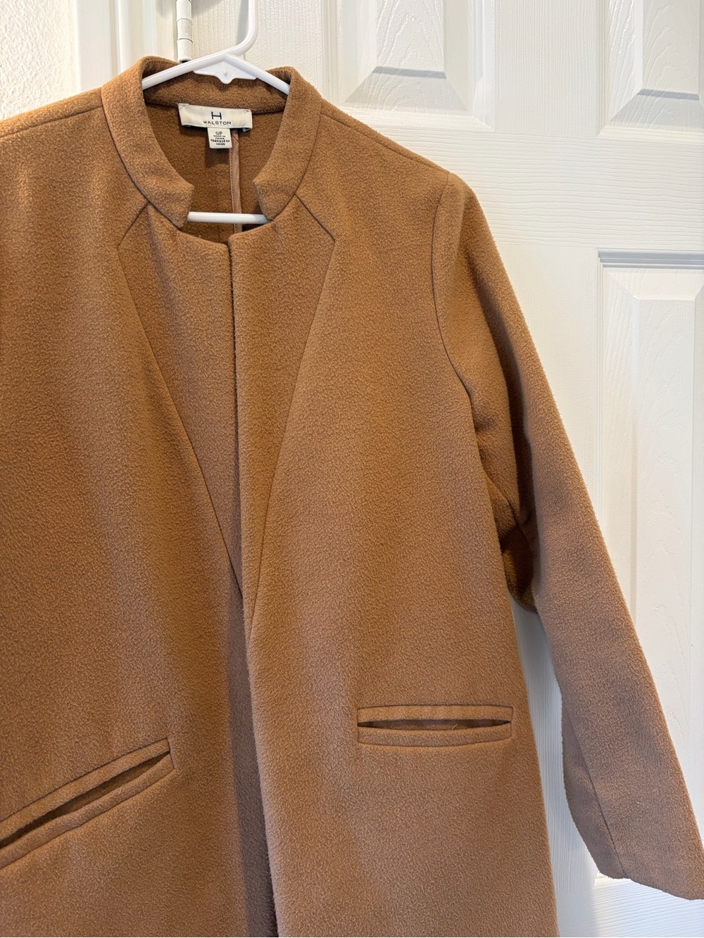 Halogen Camel Open-Front Wool-Blend Trench Coat - Picture 2 of 5